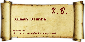 Kulman Blanka névjegykártya